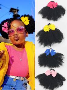 Kids Soft Cute Puff Elastic Band Twist Ponytail Go Afro Kinky Marley Bouncy For Baby Girls 2pcs ﻿
