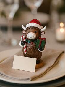1/3 pezzi Decorazione da tavolo natalizia in resina a forma di mucca delle Highlands, decorazioni per tavolo/festa