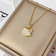 Light Luxury Diamond-Studded Titanium Steel Necklace For Women, Elegant And Cute, Fashionable For Students, Niche Design Collarbone Chain - XL01619G - 查看 4