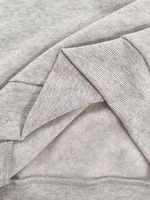 Women's Floral Print Casual Dropped Shoulder Hoodie Sweatshirt, Christmas - 淺灰色 2 - 查看 5