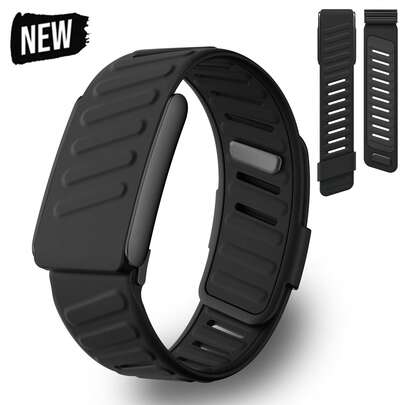 1条黑色硅胶舒适柔软替换腕带，兼容5.0 One Peak/MG表带，男女通用，U型设计，透气舒适。