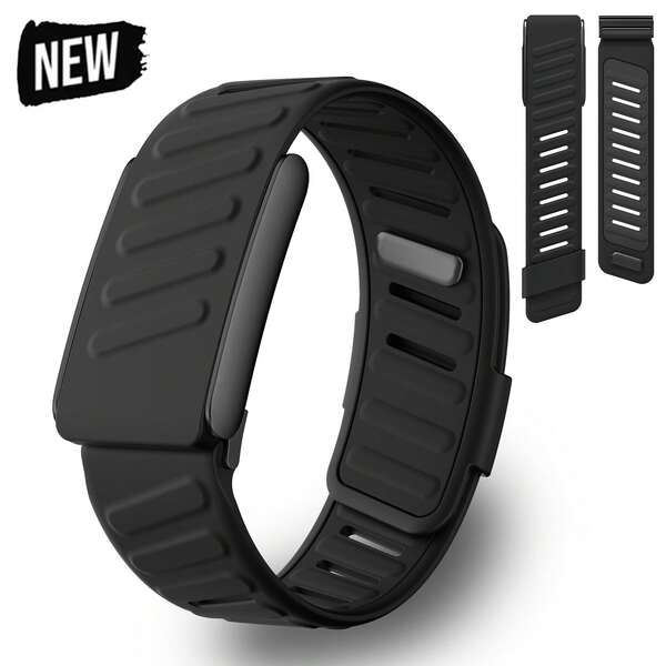 1 pulseira de silicone preta, macia e confortável, compatível com pulseiras de relógio One Peak/MG 5.0, unissex, design em formato de U, respirável e confortável.