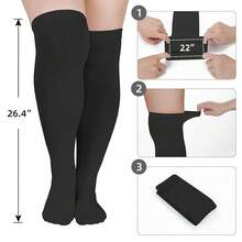 Zando Plus Size Thigh High Socks For Thick Thighs Women Striped Thigh High Stockings Over The Knee Socks Leg Warmers{"Size_name":"OneSizePlus","Color_name":"Rainbow"} - Rainbow - 查看 4