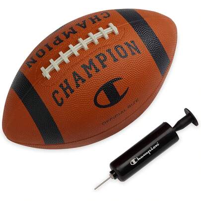 Champion Blitz Football, All-Weather Football, Enhanced Grip, Durable Rubber Cover And Molded Laces, For Outdoor Sports & Training, Includes 6 Ball Pump