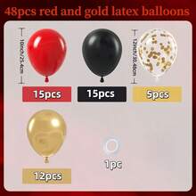 1 cái/47 cái/48 cái 10 inch/12 inch Bộ bóng bay cao su màu đỏ, đen, vàng kèm ruy băng, thích hợp cho tiệc sinh nhật, tốt nghiệp, trang trí năm mới, kỷ niệm, đám cưới, ngày lễ tình nhân, tiệc chia tay cuộc sống độc thân, đính hôn - Nhiều màu - Xem 5