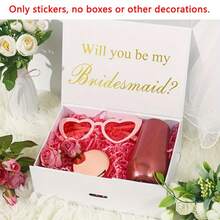 Chỉ 1 miếng dán phụ kiện đám cưới, miếng dán hộp quà tặng phù dâu, miếng dán vinyl chống thấm nước có thể tháo rời câu nói "Em sẽ làm phù dâu của anh chứ", trang trí hộp quà cưới - Vàng - Xem 4