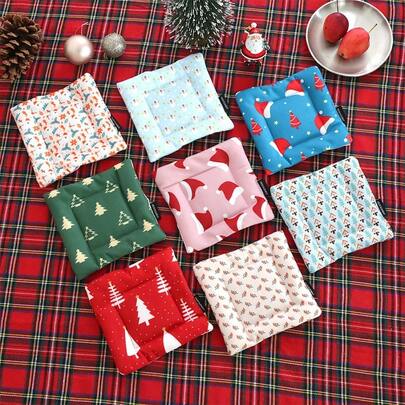 1PC Ins Style Christmas Print Coasters - Square Heat-Resistant Cup Mats, Placemat, Cup Tableware Drying Mat, Decorative Protect Mat For Table, Perfect For Holiday Parties, Kitchen And Dining Room Decor Props