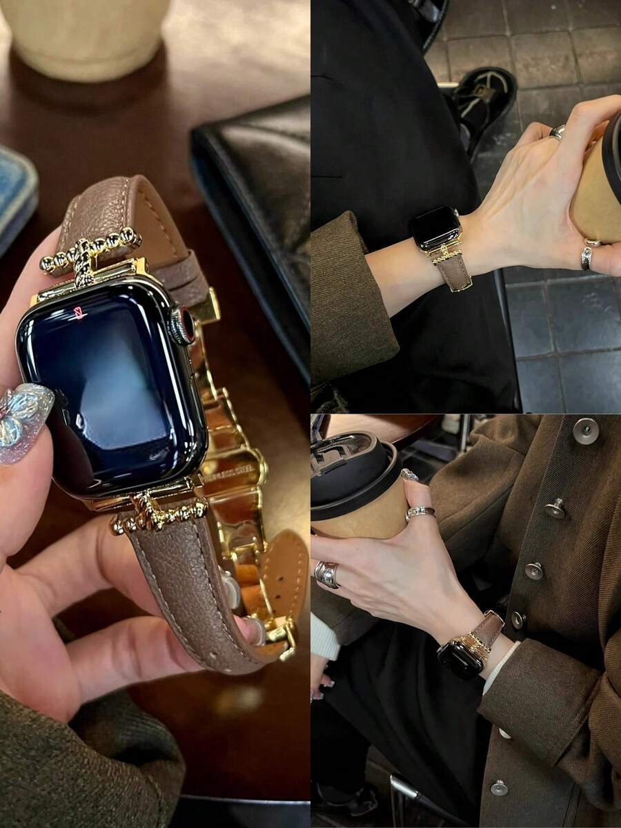 1条柔软皮革表带，兼容，女士运动风格，适用于38mm、40mm、41mm、42mm、44mm、45mm、46mm、49mm表盘尺寸，兼容 Series 10/9/8/7/6/5/4/3/2/1 SE Ultra。