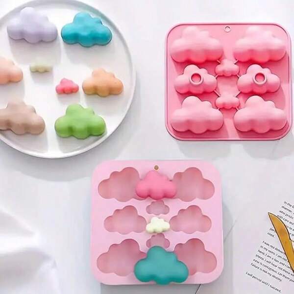 Moldes de silicona con forma de nube, bandeja, moldes de chocolate con forma de nube, molde 3D para fondant, pastel, gelatina, pegamento, magdalenas, ideal como regalo de Navidad, festival, cumpleaños, Halloween y fiestas, accesorios de cocina