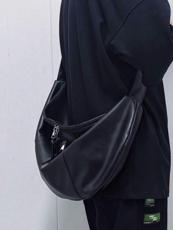 Borsa a tracolla coreana retrò con tasche, borsa a tote in pelle PU minimalista casual di grande capacità, nuovo stile 2025