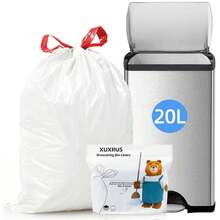 Sac poubelle noir 20L avec fermeture éclair, petit sac poubelle résistant à la déchirure, 60 sacs poubelle pour les toilettes, la cuisine, la salle de bain, le bureau et la chambre