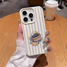 1个TPU材质优雅浅蓝色条纹水果篮图案手机壳，兼容/Redmi/17 Pro Max，国际版，非国内版 - 白色 - 查看 4