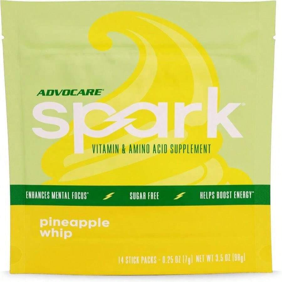 AdvoCare Spark Vitamin &Amp; Amino Acid Supplement - Focus &Amp; Energy Drink Powder Mix With Vitamin A, B-6, C &Amp; E - Also Includes L-Carnitine &Amp; L-Tyrosine - Fruit Punch, 14 Stick Packs - Flavor NameJ - 查看 1