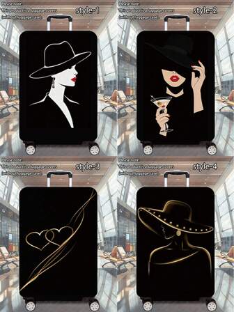 1 Pc 300g/M2 Urban Woman Series Printed Pattern, Thickened Suitcase Protective Cover, Thickened Suitcase Accessories, Suitable For Business Trips, Vacations, Travel, Luggage Check-In, Back-To-School, Add Color To Your Suitcase. Suitable For 20-28 Inch Suitcases.