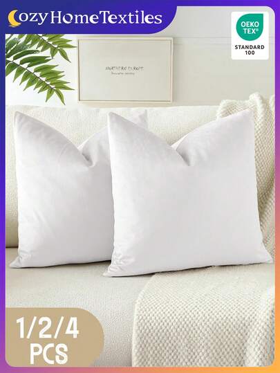 1/2/4pcs White Solid Color Dutch Velvet Pillow Covers, Soft Decorative Cushion Covers, Pillow Shams, Bedding, Pillow Covers Only (No Pillow Insert), Zipper Closure, Suitable For Sofa, Bedroom, Living Room And Various Room Types, Pure White Plush Pillow Covers, Soft & Breathable, Skin-Friendly, Cozy Home Textile, Suitable For All Seasons, Autumn Home Decor, Cushion Cover Size 45*45 Inches, Room Decor, Oeko-Tex Certified