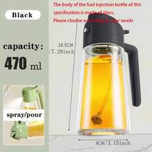 1 pièce Vaporisateur et verseur d'huile d'olive portable 2-en-1, bouteille d'huile en plastique d'une capacité de 470 ml pour la cuisson, le grillage, la cuisson au four, la salade