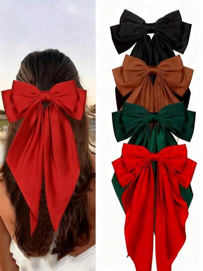 4/1 件装女士发夹，蝴蝶结，丝带，丝带蝴蝶结，发夹，蝴蝶结，派对发饰，圣诞时尚，日常派对，发爪，发夹，发卡，发夹，圣诞发饰，头部饰品