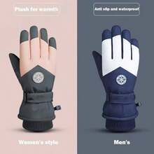 1 Pair Warm Ski Gloves - Winter Gloves With Anti-Slip Grip, Touchscreen Capable, Adjustable Wrist Strap - Machine Washable Unisex Gloves - Suitable For Skiing, Snowboarding, Cycling And Other Ice Sports - Available In Gray/White/Black/Blue/Navy, Outdoor Activities, Fashionable Design, Durable Structure, Ideal For Outdoor Enthusiasts - Multicolor - View 5