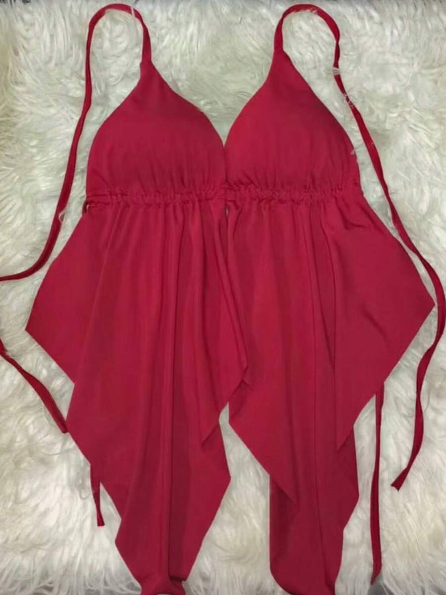 Malibu Top Women's Ruffled Top With Cup - Đỏ - Xem 1