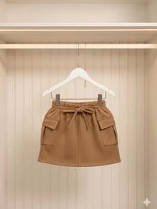 Saia Infantil Caramelo Com Bolsos Cargo Estilo e Conforto - Caramelo - Visão 8