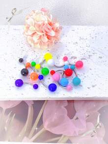10pcs/Set Elegant & Cute Candy Color Navel Piercing Rings, European & American Fashion Body Jewelry, Suitable For Daily Wear And Festivals
