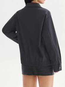 GAOVOT Women's Outerwear Fall Winter Loose Casual Street Sports Zipper Cardigan Jacket