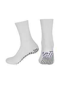 1 Pair Kids' Solid Color Anti-Slip Reinforced Sole Football/Yoga Socks, Thick Terry Cushion Mid-Calf Socks For Teens Aged 11-18