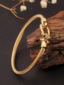 1 Stück 18 Karat vergoldetes Edelstahl übertriebener einfacher, glatter Wassertropfen Armreif, eleganter persönlicher Stil, geeignet für den täglichen Gebrauch von Frauen, tolles Geschenk für Freundin oder beste Freundin