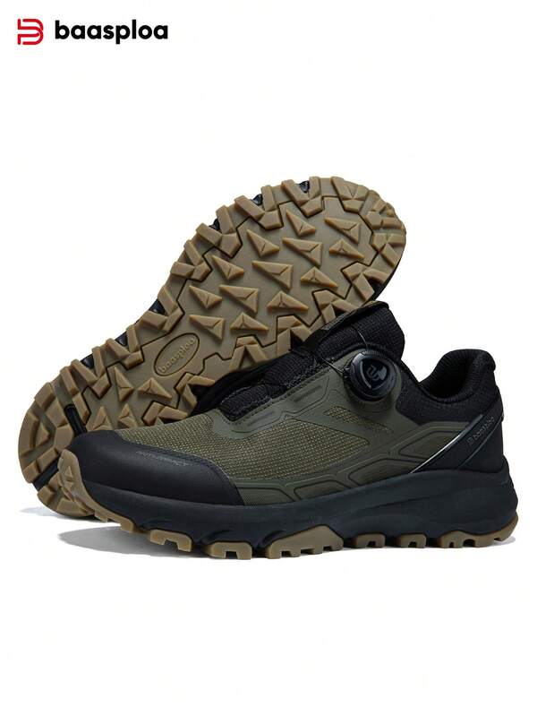 baasploa 1 par de botas de senderismo para hombres, zapatos de senderismo con hebilla giratoria, ligeros y antideslizantes, zapatos deportivos para hombre, zapatos de marca para hombre, actualización de invierno con suela reforzada