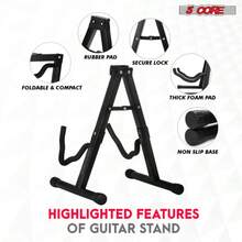 Guitar Stand A Frame Shape W Soft Foam Arm Non Slip Rubber For Acoustic Ele Ctric Bass Ukulele - Black - View 7