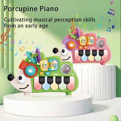 Brinquedo de piano multifuncional para bebês Brinquedo de ouriço para bebês Ouriço verde Ouriço rosa Brinquedo de uso multi-cena Brinquedo de piano eletrônico para bebês Brinquedo eletrônico de ponta de dedo para bebês (sem bateria)
