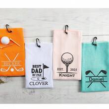 CFUNIQ 1件刺繡高爾夫毛巾，個性化高爾夫毛巾，字母組合毛巾，高爾夫禮物－刺繡，高爾夫禮物，高爾夫婚禮禮物，高爾夫俱樂部毛巾，送給高爾夫愛好者的禮物，父親節禮物，聖誕禮物 - 高爾夫毛巾 - 查看 7