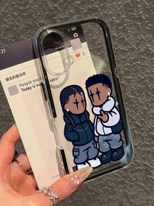 Dopamine-Inspired High-Quality Funny Graphic Duo Design Shockproof Transparent Phone Case, Compatible With IPhone 15/16 Pro Max, 11/12/13/14 Pro - White - View 2