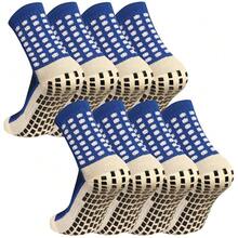 Men's Grip Soccer Socks Anti Slip Athletic Socks Non Slip Football Basketball Socks With Grip Pads2/4/6{"Size_name":"OneSize","Color_name":"Blue"} - Blue - View 2