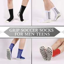 6 Pairs Grip Soccer Socks Colorful Non Slip Sports Football Basketball Hospital Yoga Socks For Men Women{"Size_name":"OneSize","Color_name":"6pairs-Black-1"} - 6 đôi-đen-1 - Xem 6
