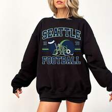 Vintage Seattle Football Sweatshirt Seahawks Fan Gift - 黑色 - 查看 7