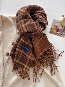 1 buc eșarfă clasică din cașmir artificial în carouri, accesoriu de modă zilnic cald și versatil, potrivită pentru decorare și protecție a gâtului