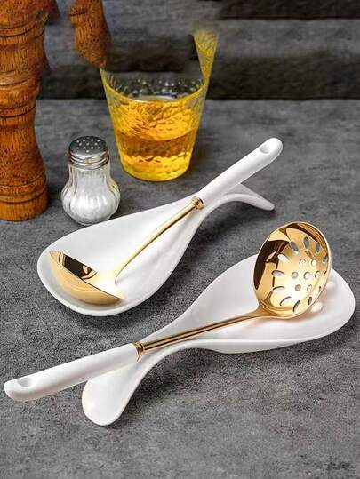 1pc Luxury Ceramic Kitchen Soup Spoon Holder, Chopsticks Rack, Household Storage Rack, Plate & Ladle Holder