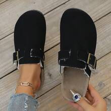 Women's Thermal-Lined Slip-On Round Toe Flat Slippers, House Shoes