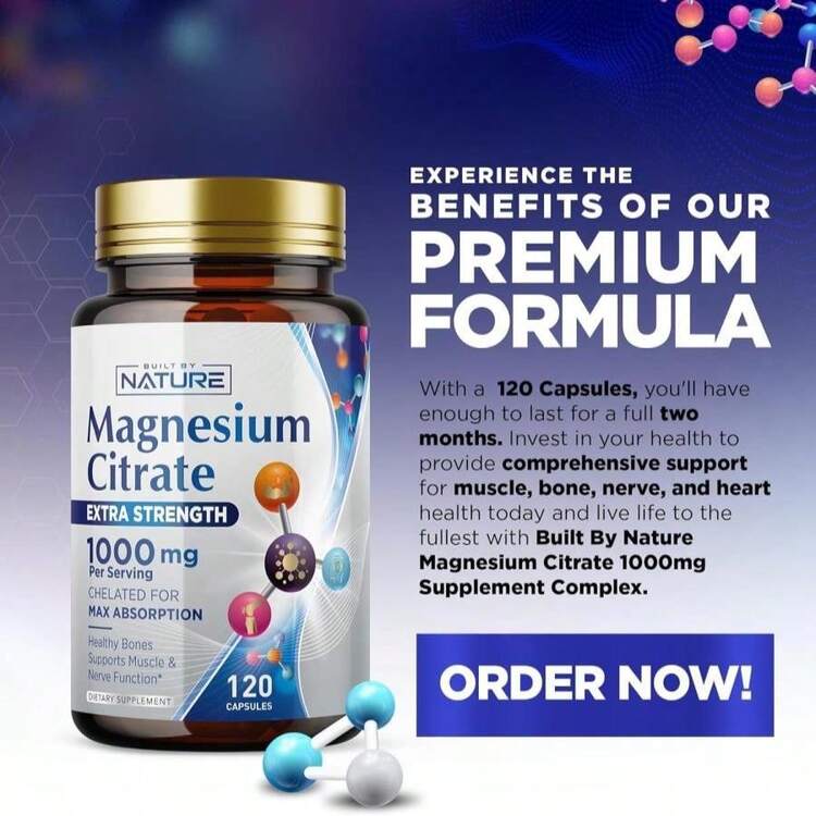 Magnesium Citrate 1000mg - Max Absorption &Amp; High Potency Magnesium Complex Supplement For Heart, Muscle, Nerve, Bone Health &Amp; Stress Relief - Non-GMO, Gluten-Free - 120 Vegan Capsules - Flavor NameB - 查看 8