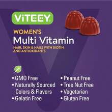 Viteey Womens Multivitamin Gummies - Immune Support - 12 In 1 Essential Vitamins &Amp; Minerals - Vitamin A, C, D3, E, B6, B12, Folic Acid, Biotin, Calcium, Zinc &Amp; More - Vegetarian - Raspberry Flavored - Tên hương vịA - Xem 5