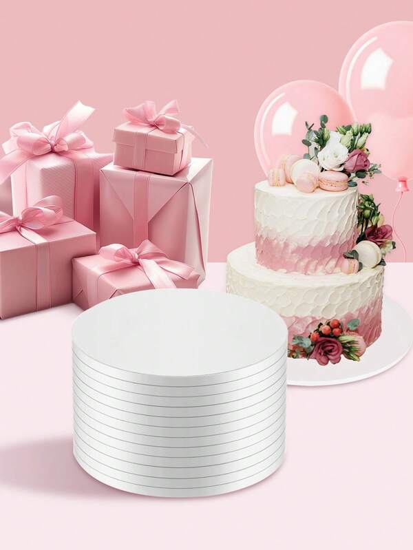 4pcs 8-Inch Round Cake Boards, 1/2-Inch Thick Sturdy Cake Bases, Ideal For DIY Baking Cakes And Pastries, Home Kitchen Baking Accessories