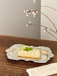 1pc/2pcs北欧复古创意蛋糕盘甜品盘冷菜茶歇展示架小托盘可放首饰香薰蜡烛收纳 - 銀色 - 查看 4