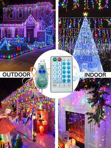 1pc USB Icicle String Lights,3.5M/7M Led Indoor Waterproof Christmas Lights With Remote Control,Fairy Lights Dimmable Memory,Timming Function,8 Modes,USB Curtain String Light For Bedroom,Balcony,Stairs,Roof, House,Garden,Wedding,Party,Christmas Decor - Beige - View 14