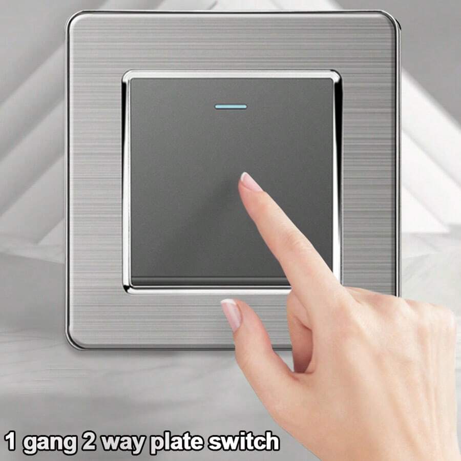 2 Way Light Switch 1 Gang LED Lightswitches Push Toggle Control Wall Mounted - Grey - View 1