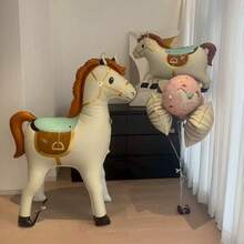 2/1 件西部主题马气球装饰 - 148 厘米铝箔，自封，无需电源，非常适合生日和牛仔派对、派对气球、西部主题装饰 | 自封气球、圣诞装饰