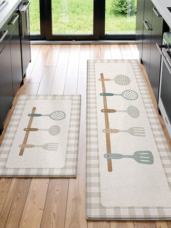 1 件羊毛混纺“厨房”抗疲劳地垫，简约设计，可水洗厨房地毯，可折叠，柔软舒适，防滑底部，适用于厨房、水槽、客厅、卧室、洗衣房、办公室、家居装饰、圣诞节和秋冬装饰、感恩节