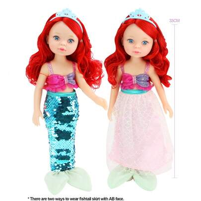 13英寸/33厘米长发公主娃娃，拥有不同发色和发型，可爱女孩玩具，圣诞节、感恩节、新年礼物，时尚服饰，四肢可活动，理想的圣诞礼物