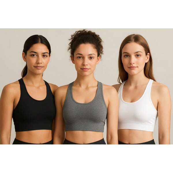 Kit 3 Top Academia Fitness Boa Sustentação  Nadador/Regata para Treino Caminhada