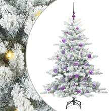 Artificial Hinged Christmas Tree With 150 LEDs 150 Cm PVC - Blanco y morado - Ver 3